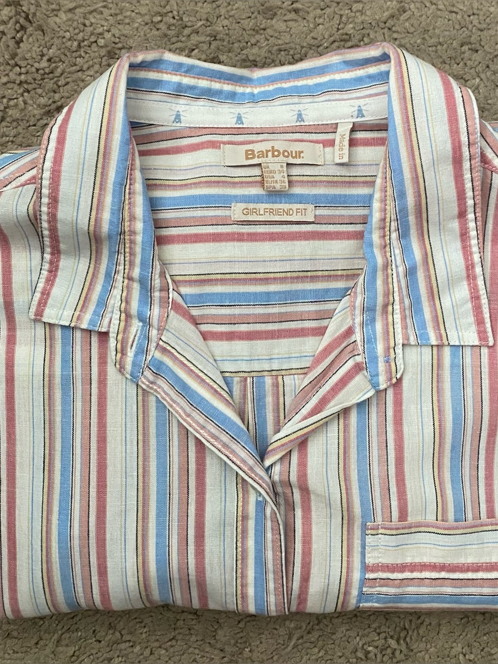 Barbour Striped Button-Down Shirt in Pink, Blue & Cream